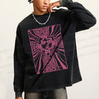 Unisex Weird Painting Casual Washed Printed Long Sleeve T-shirt