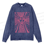 Unisex Weird Painting Casual Washed Printed Long Sleeve T-shirt