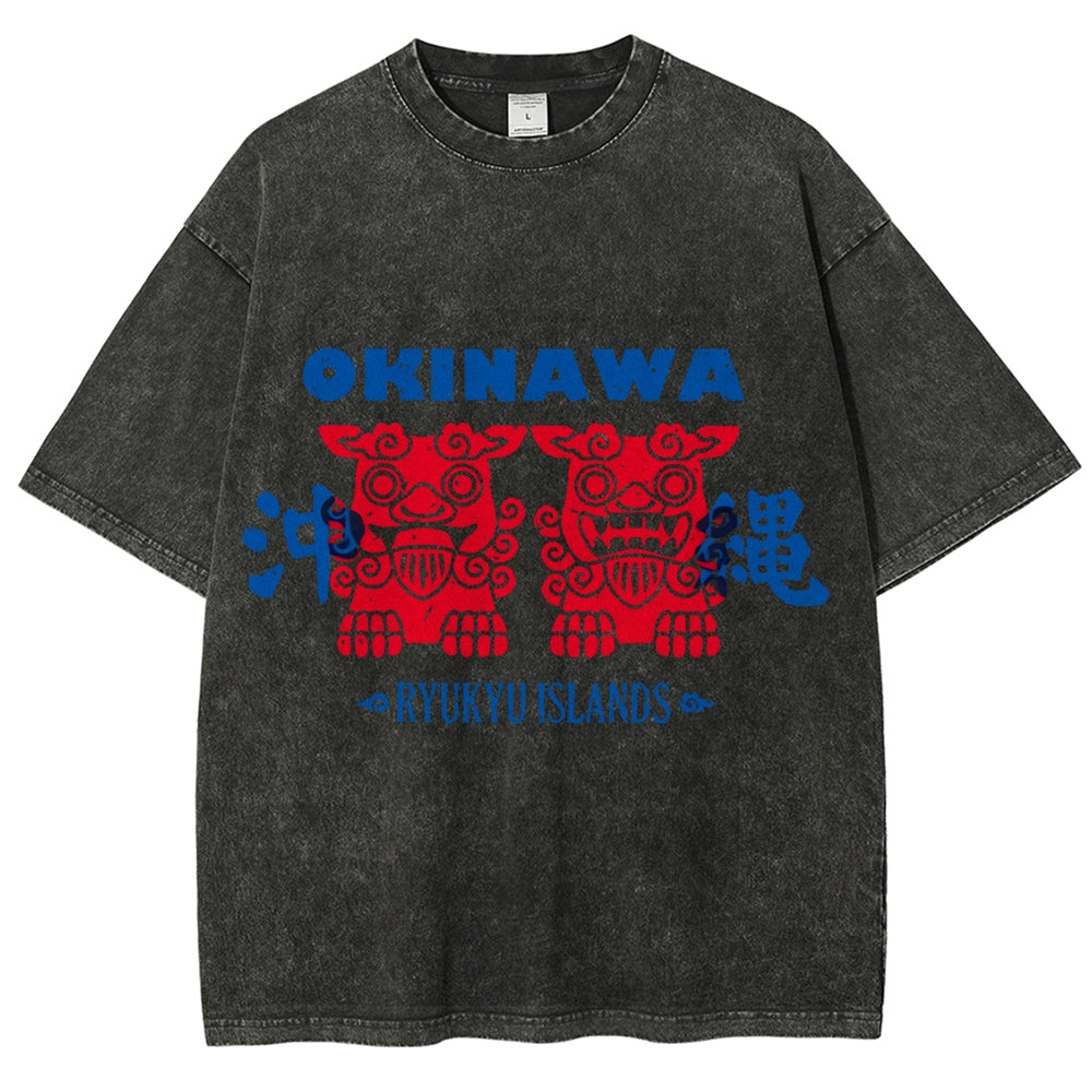 Okinawa Mascot Vintage Washed T-shirt