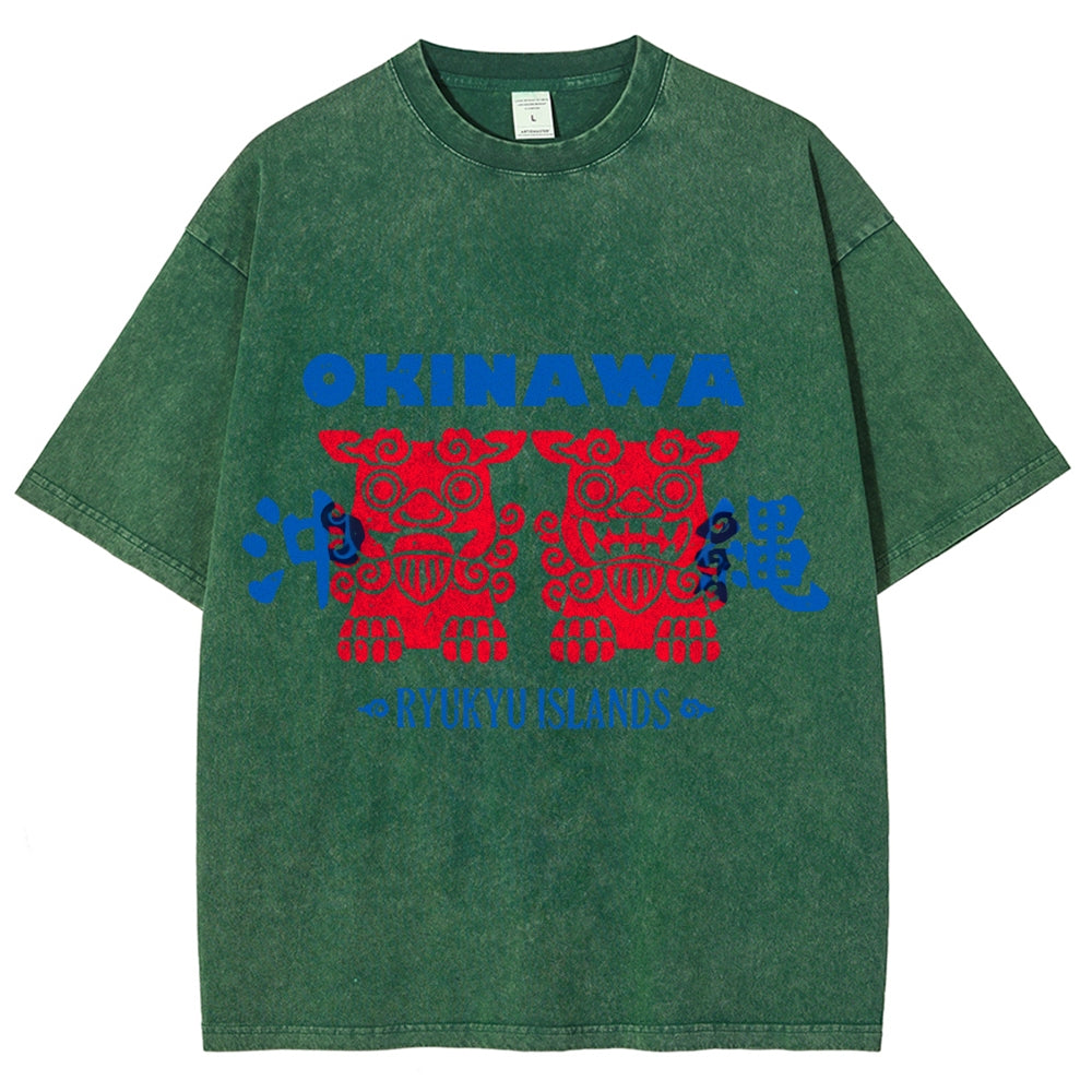 Okinawa Mascot Vintage Washed T-shirt