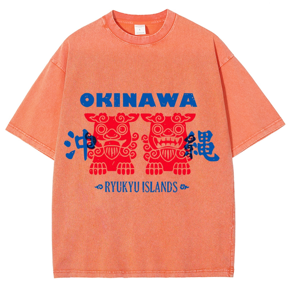 Okinawa Mascot Vintage Washed T-shirt