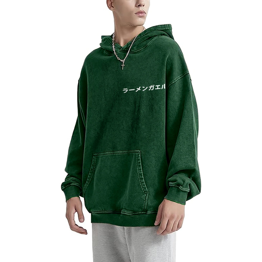Frog Ramen Vintage Washed Cotton Back Art Hoodie