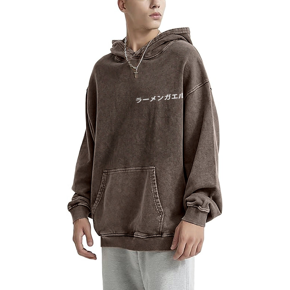 Frog Ramen Vintage Washed Cotton Back Art Hoodie
