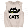 Unisex The Cooking Cat Printed Washed Tank Top