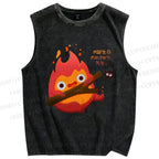 Unisex The Fire Demon Printed Washed Tank Top