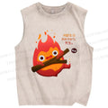 Unisex The Fire Demon Printed Washed Tank Top