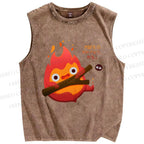 Unisex The Fire Demon Printed Washed Tank Top