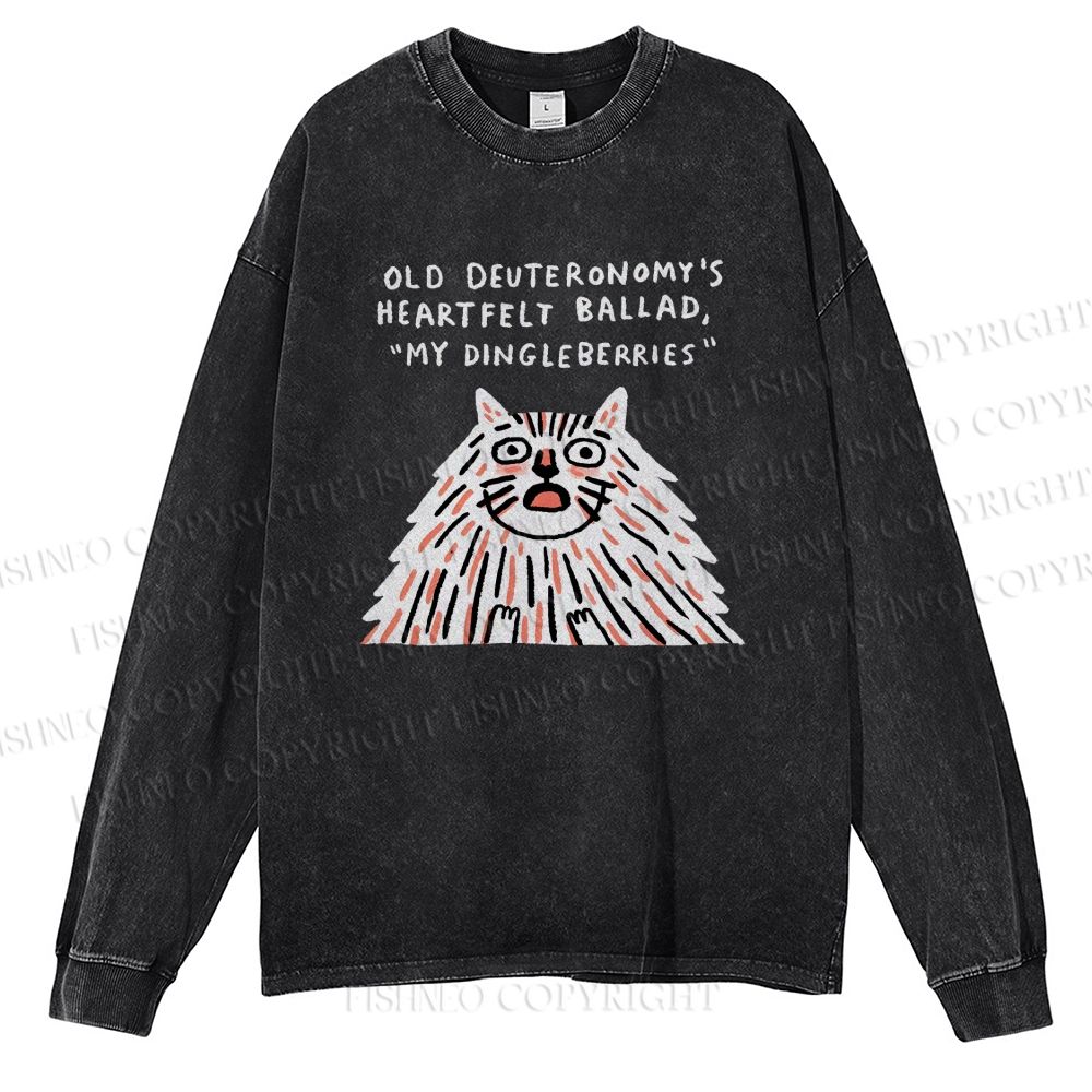 Unisex Casual Washed Calcifer Printed Long Sleeve T-shirt