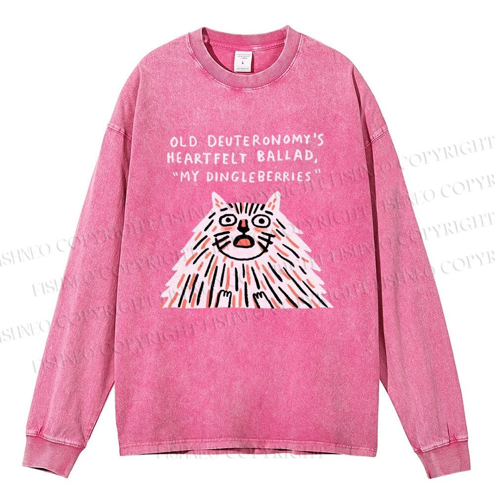 Unisex Casual Washed Calcifer Printed Long Sleeve T-shirt