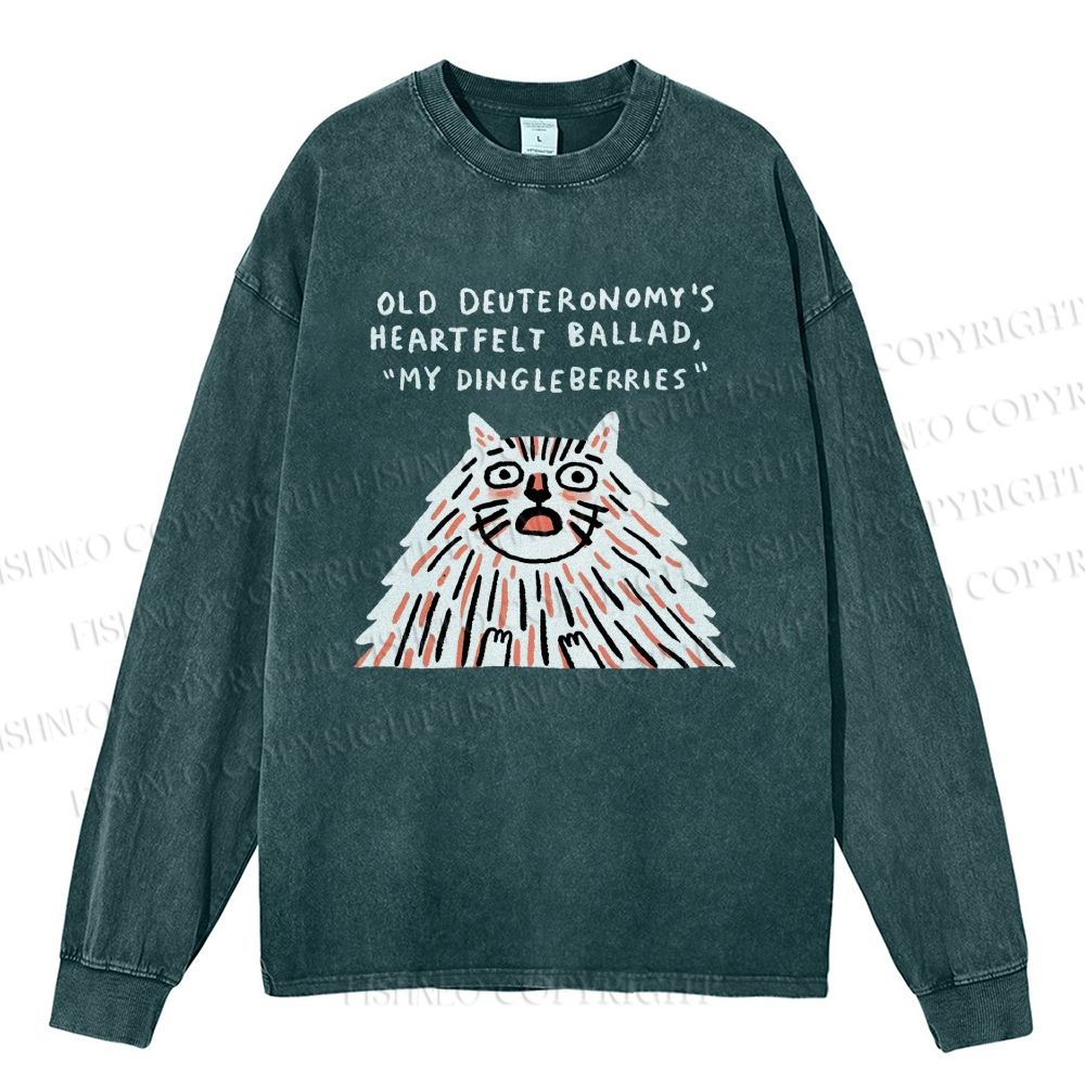 Unisex Casual Washed Calcifer Printed Long Sleeve T-shirt