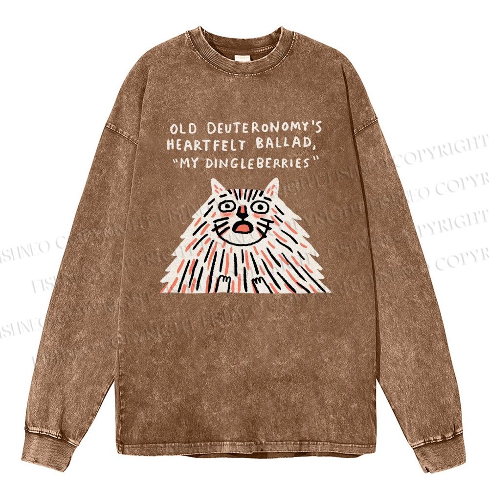 Unisex Casual Washed Calcifer Printed Long Sleeve T-shirt