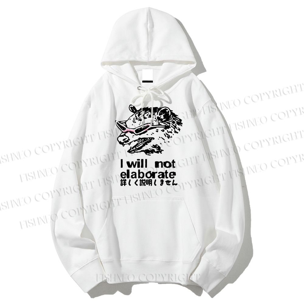 Unisex Casual Japanese Opossum Will Not Elaborate Cotton Printed Hoodie