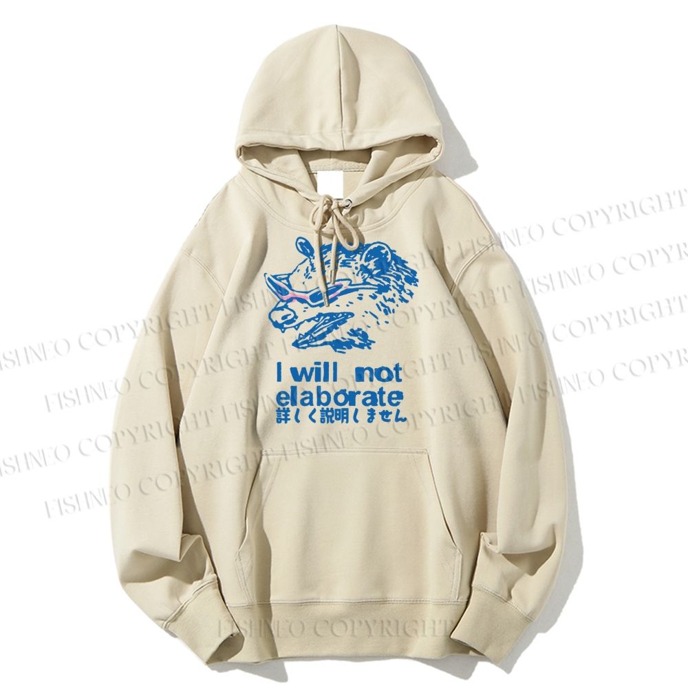 Unisex Casual Japanese Opossum Will Not Elaborate Cotton Printed Hoodie