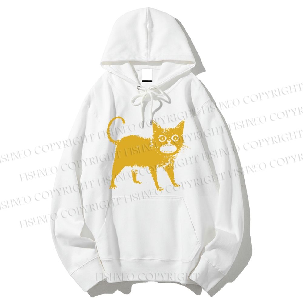 Unisex Casual Horrible Japanese Cat Vintage Cotton Printed Hoodie