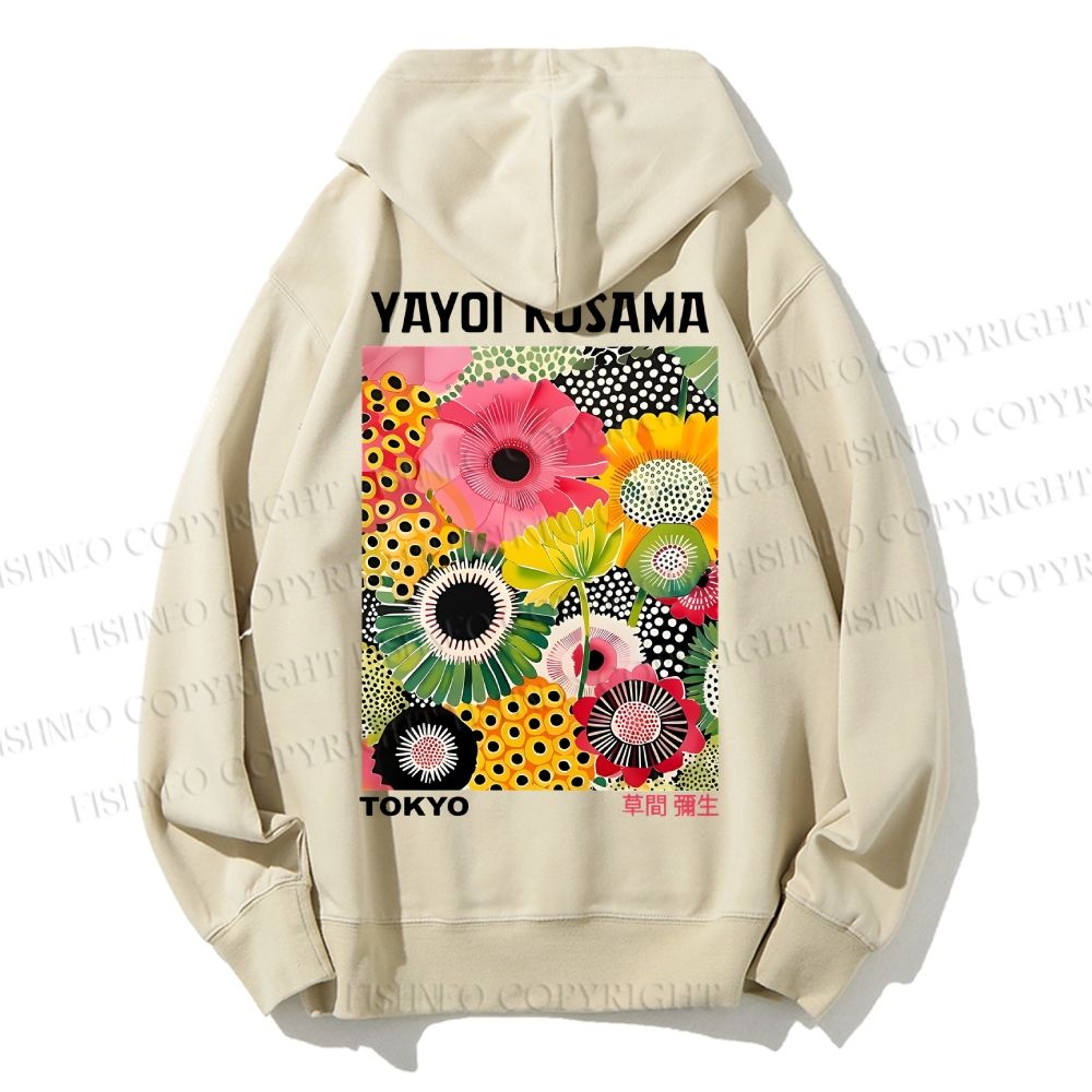 Unisex Casual Flowers Yayoi Kusama Cotton Printed Hoodie