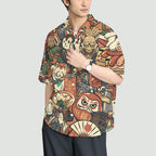 Japanese Style Anime Daruma Button-up Shirt