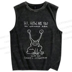 Unisex Weird Monster How Are You Printed Washed Tank Top