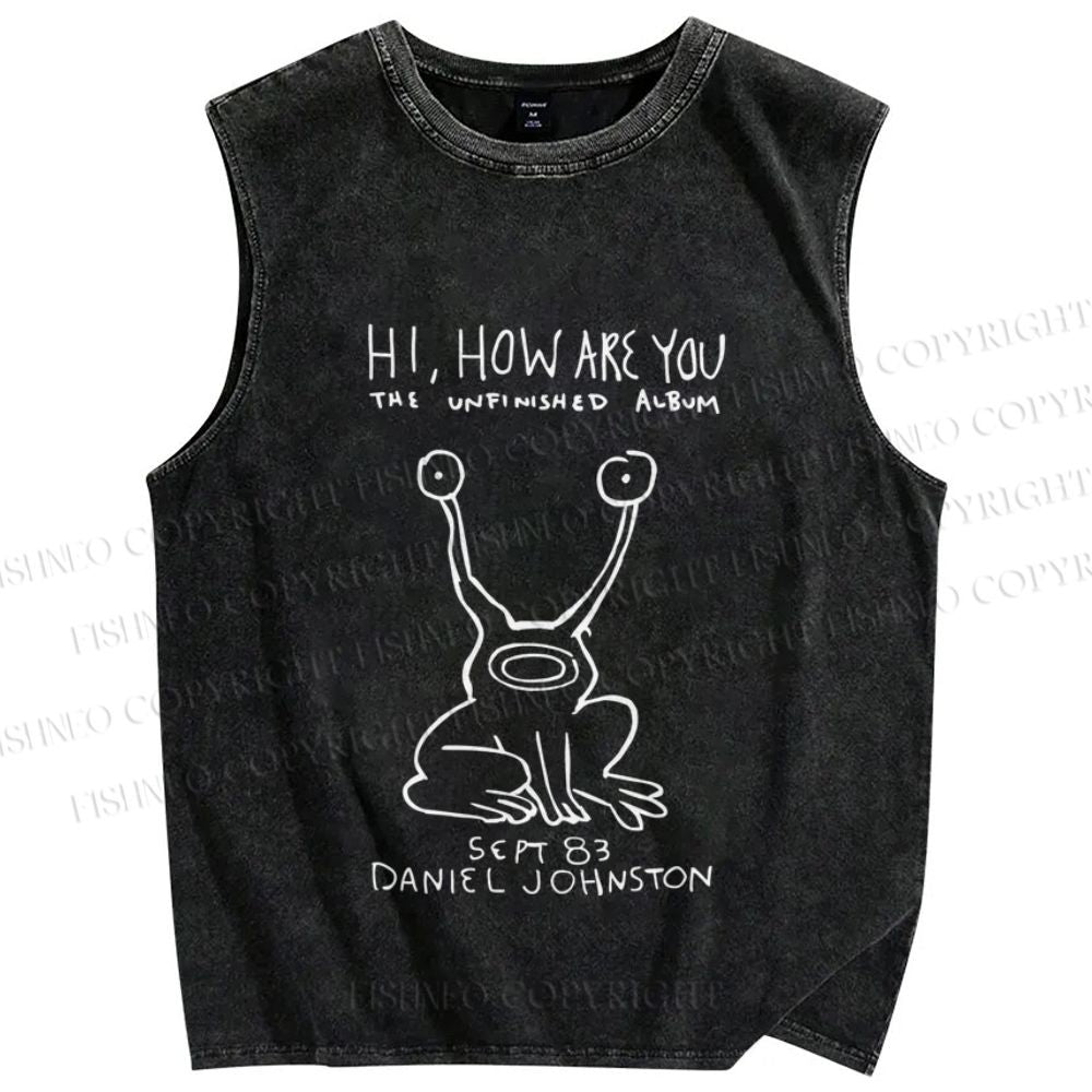 Unisex Weird Monster How Are You Printed Washed Tank Top