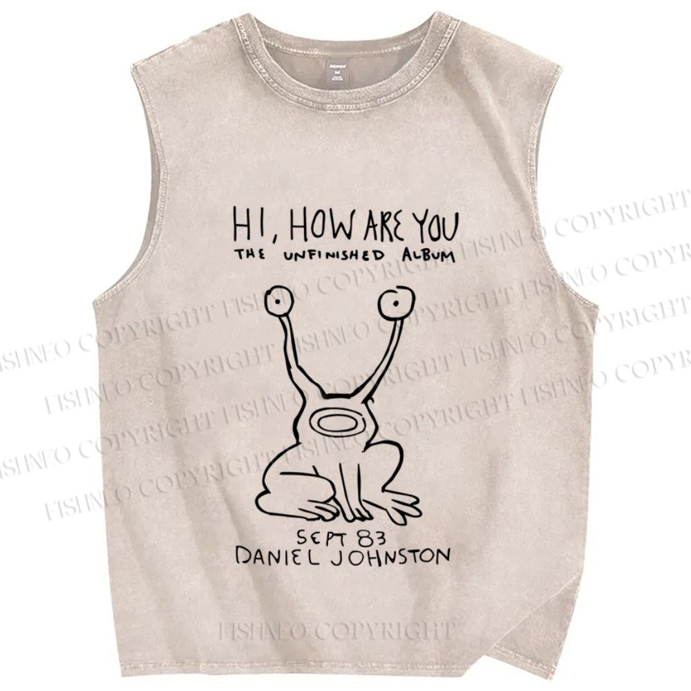 Unisex Weird Monster How Are You Printed Washed Tank Top