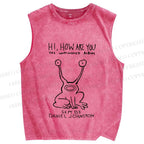 Unisex Weird Monster How Are You Printed Washed Tank Top