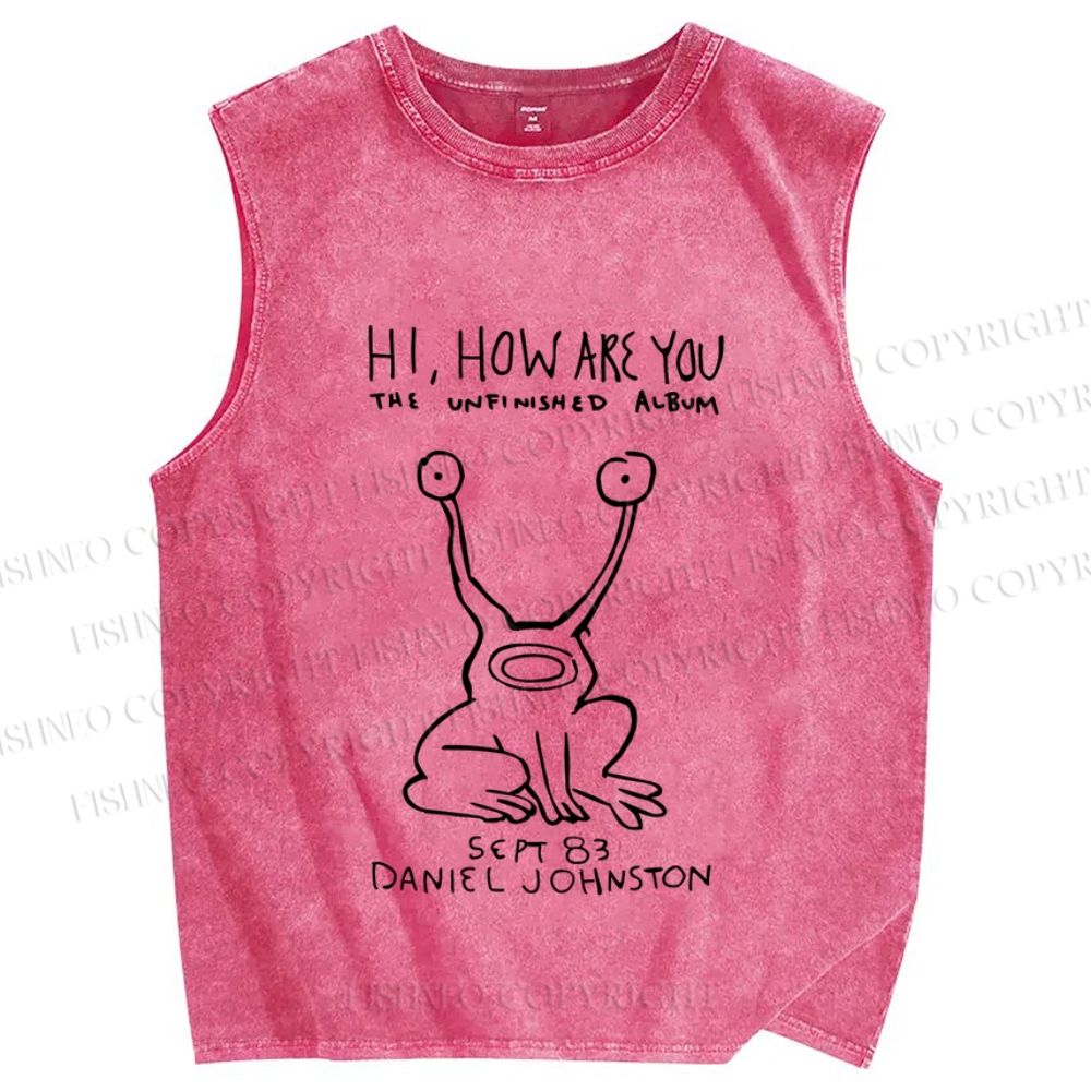 Unisex Weird Monster How Are You Printed Washed Tank Top