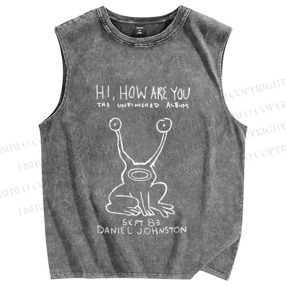 Unisex Weird Monster How Are You Printed Washed Tank Top
