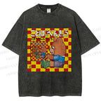 Unisex Vintage Japanese Bear Printed Washed Tee