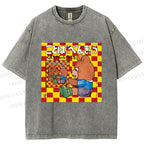 Unisex Vintage Japanese Bear Printed Washed Tee