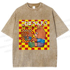 Unisex Vintage Japanese Bear Printed Washed Tee