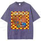 Unisex Vintage Japanese Bear Printed Washed Tee