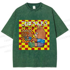 Unisex Vintage Japanese Bear Printed Washed Tee
