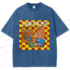 Unisex Vintage Japanese Bear Printed Washed Tee