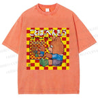 Unisex Vintage Japanese Bear Printed Washed Tee