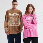 Unisex Casual Washed Astro Boy Printed Long Sleeve T-shirt
