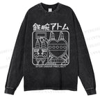 Unisex Casual Washed Astro Boy Printed Long Sleeve T-shirt