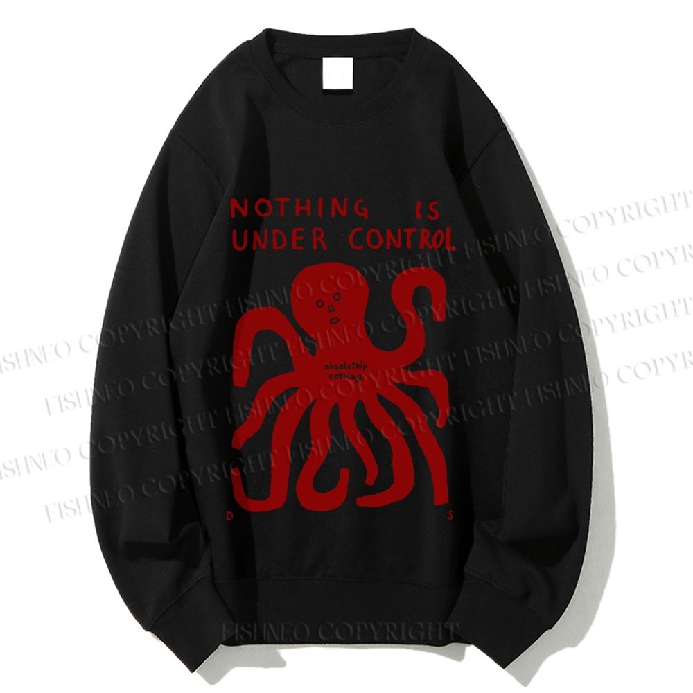 Unisex Vintage Red Octopus Printed Sweatshirt