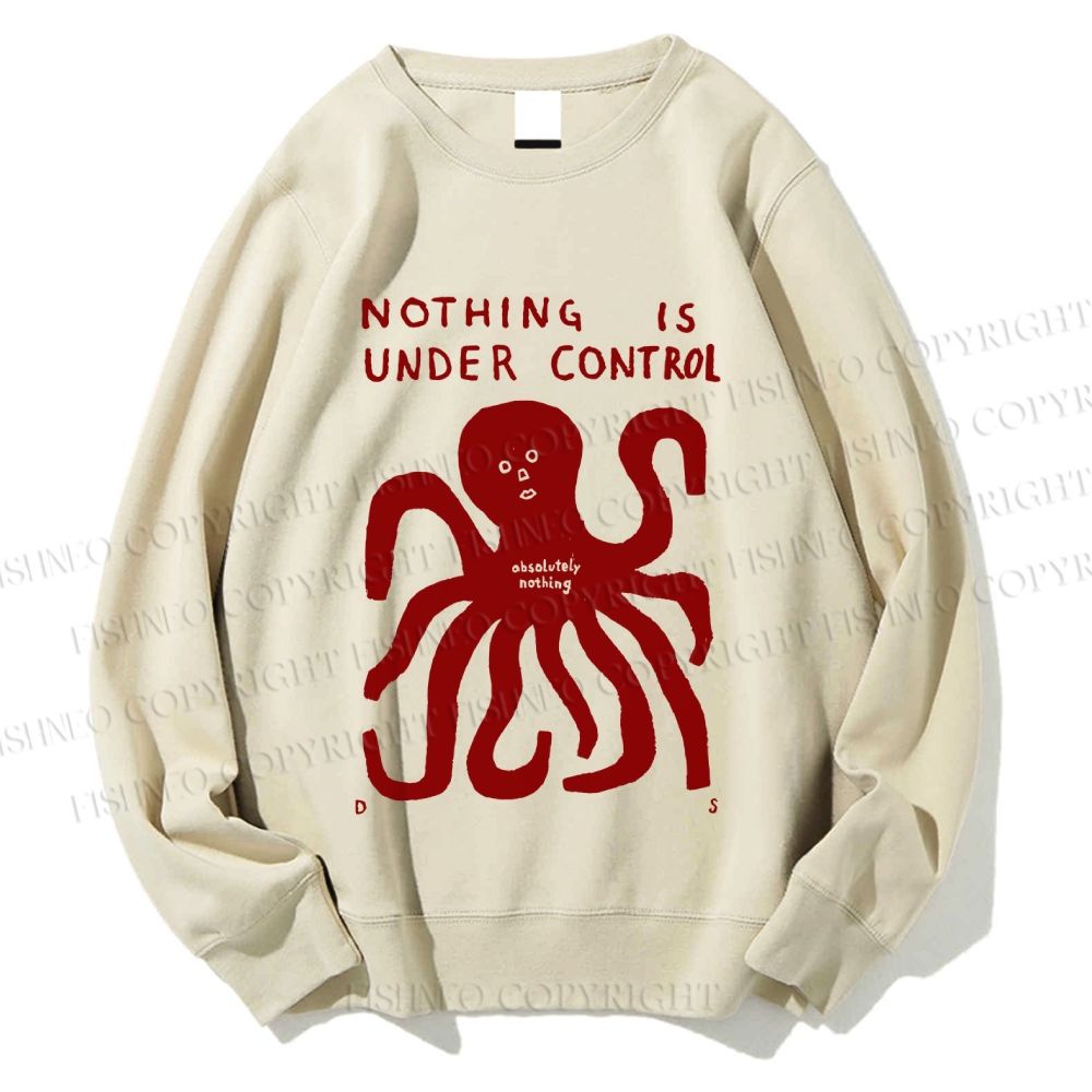 Unisex Vintage Red Octopus Printed Sweatshirt