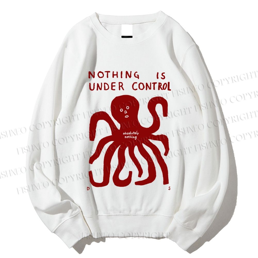 Unisex Vintage Red Octopus Printed Sweatshirt