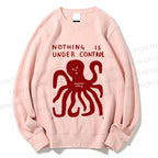 Unisex Vintage Red Octopus Printed Sweatshirt
