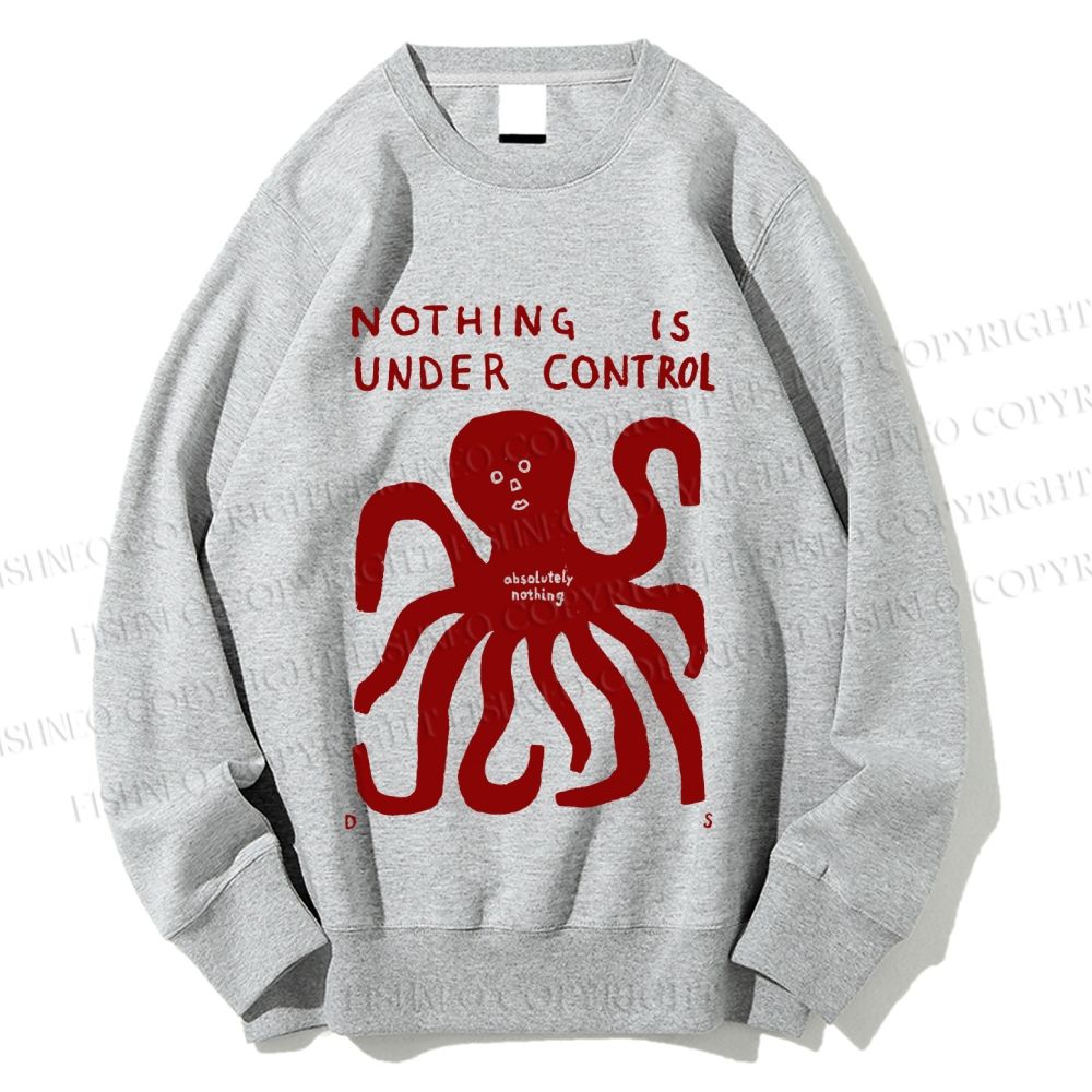Unisex Vintage Red Octopus Printed Sweatshirt