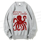 Unisex Vintage Red Octopus Printed Sweatshirt