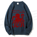 Unisex Vintage Red Octopus Printed Sweatshirt