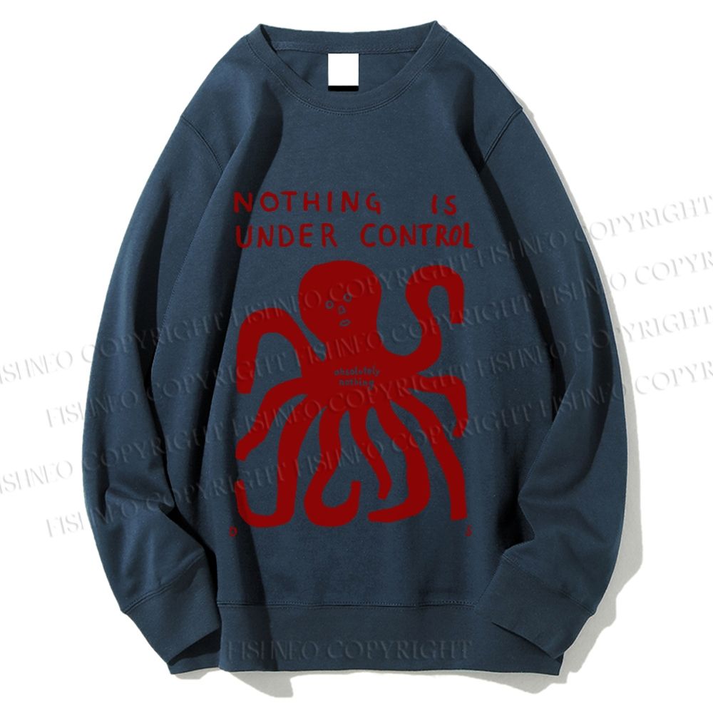 Unisex Vintage Red Octopus Printed Sweatshirt