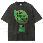 Unisex Frog Leaf Printed Washed Tee