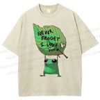Unisex Frog Leaf Printed Washed Tee