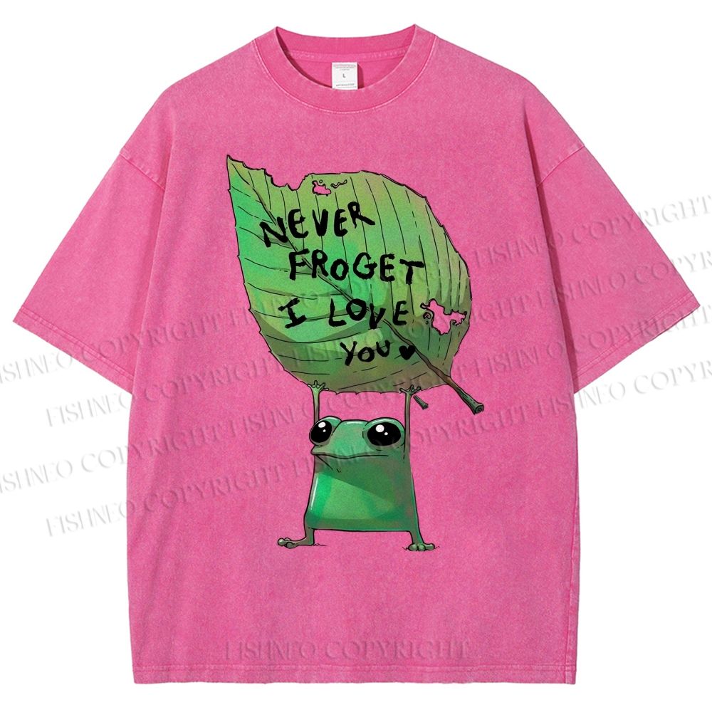 Unisex Frog Leaf Printed Washed Tee