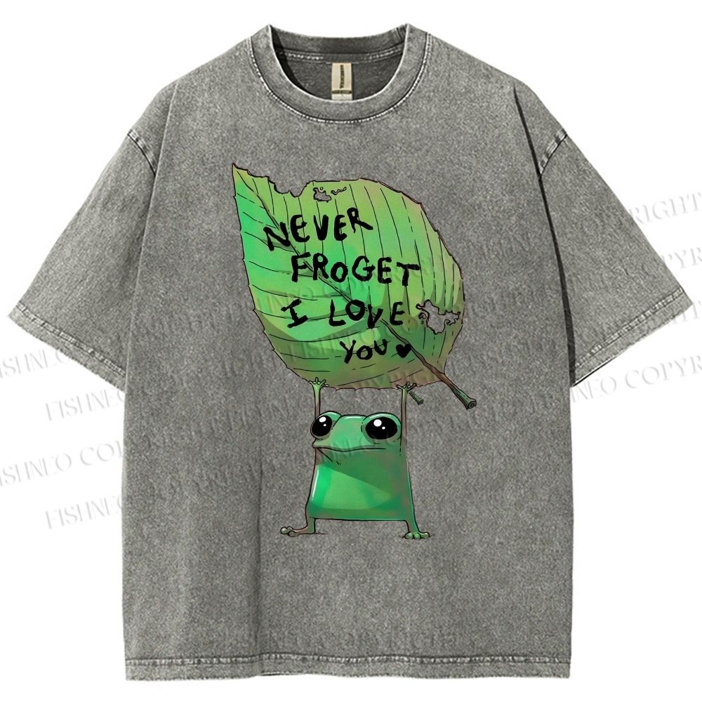 Unisex Frog Leaf Printed Washed Tee