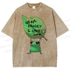 Unisex Frog Leaf Printed Washed Tee