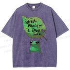 Unisex Frog Leaf Printed Washed Tee