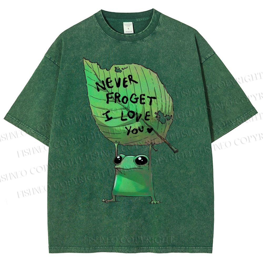 Unisex Frog Leaf Printed Washed Tee